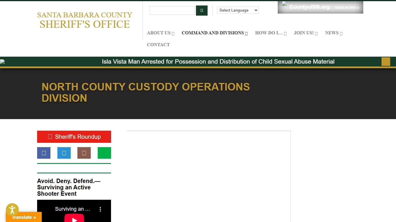 North County Custody Operations Division – Santa Barbara County Sheriff's Office