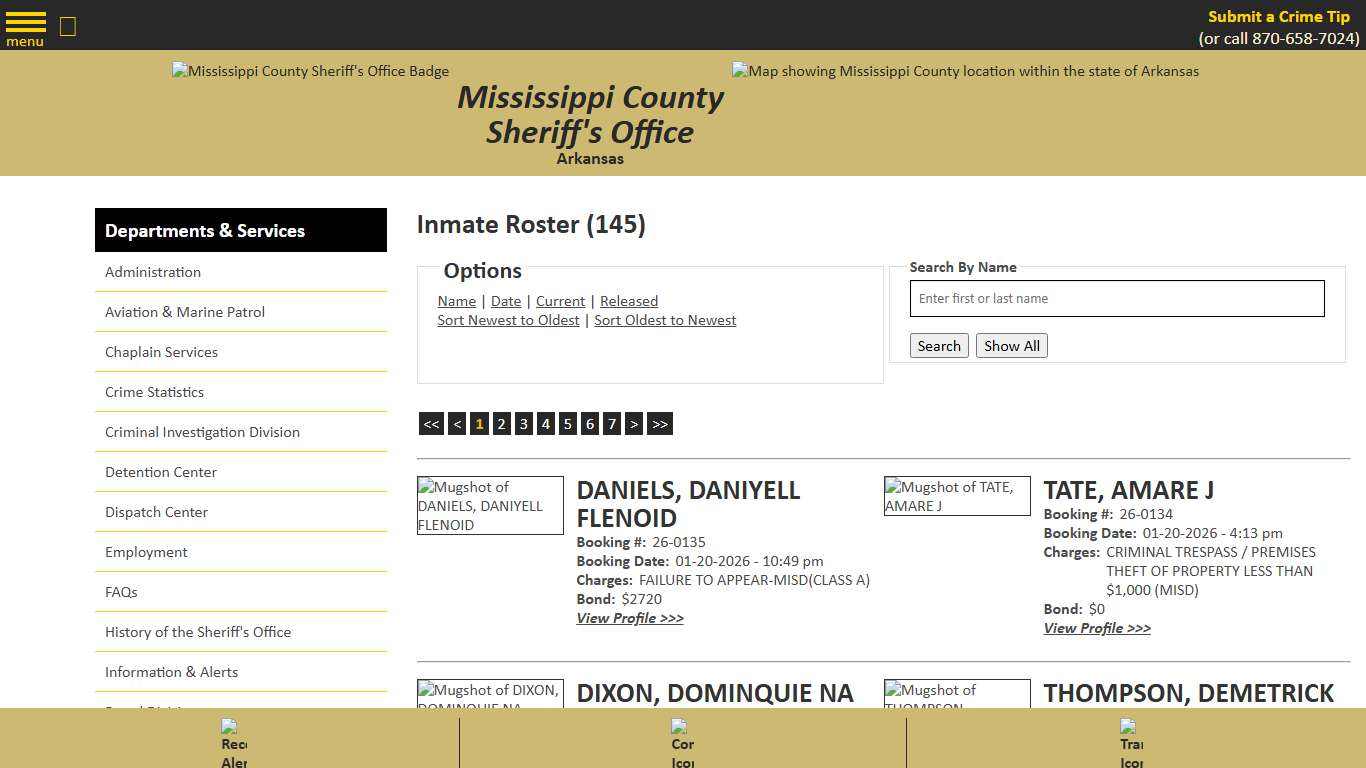 Inmate Roster - Current Inmates Booking Date Descending - Mississippi County AR Sheriff